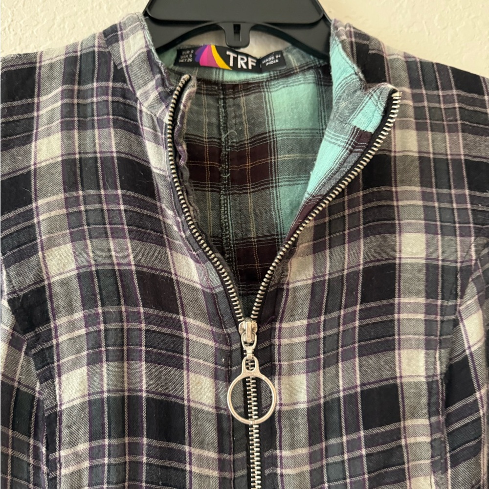 Women's Plaid Mini Dress - Black and Gray